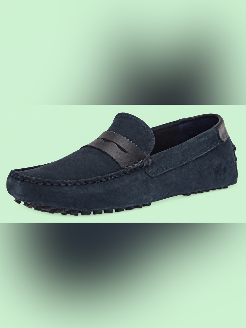 MENS LACOSTE SUEDE CRAFT LEATHER TONAL DRIVER LOAFER - NAVY BLUE - SIZE 7.5